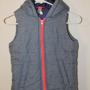 90 Degree by Reflex Girls Blue Hooded Vest with Hot Pink Zipper Vest Size Large